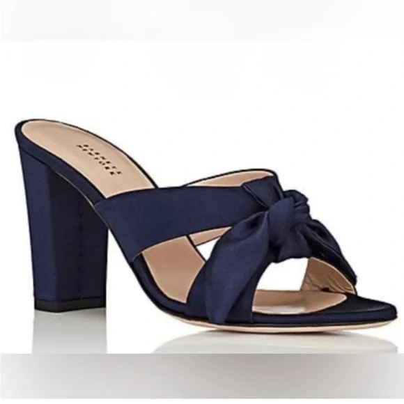 Barneys New York Silk Sandals from Italy in Navy. Size 39, 3.5” Heel. New! - Picture 13 of 13